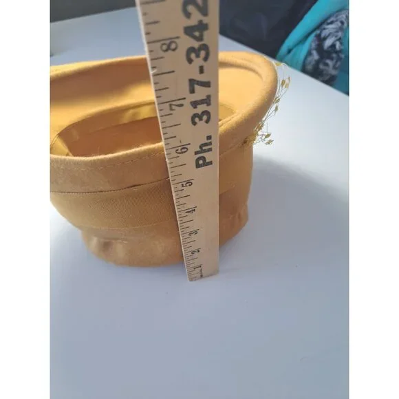 Vtg Glenover Derby Wool Cloche Hat With Netting & Bow Women's Gold Union Made - Picture 13 of 13